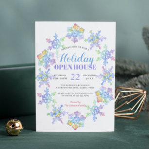 Pastel Watercolor Winter Snowflakes   Holidays Invitation