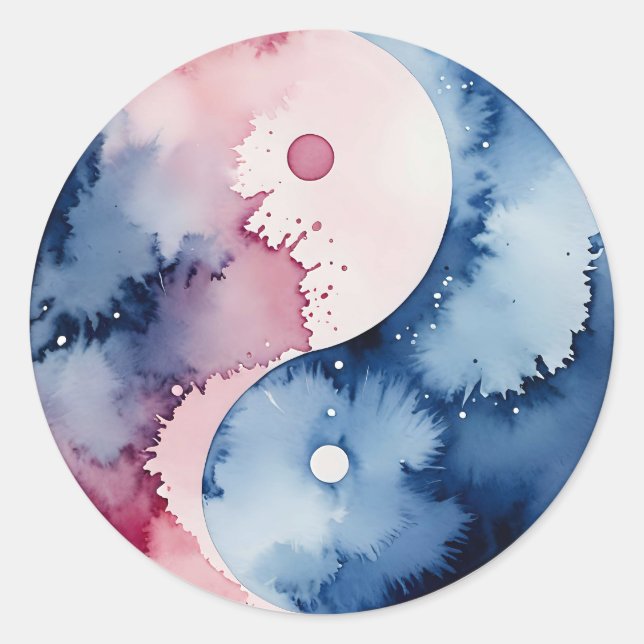 Pastel Watercolor Yin Yang Circle Sticker (Front)