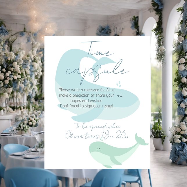Pastel Watercolour Blue Green Whale Time Capsule Poster (Creator Uploaded)