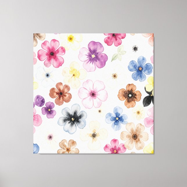 Pastel Watercolour Floral  Canvas Print (Front)