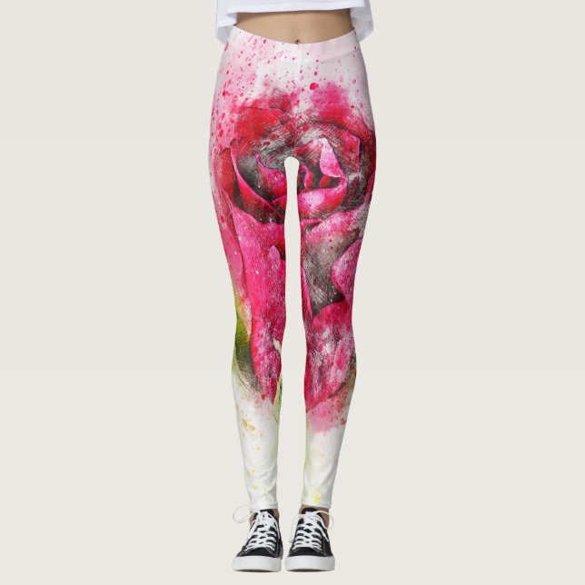 Pastel Watercolour Floral  Leggings (Front)
