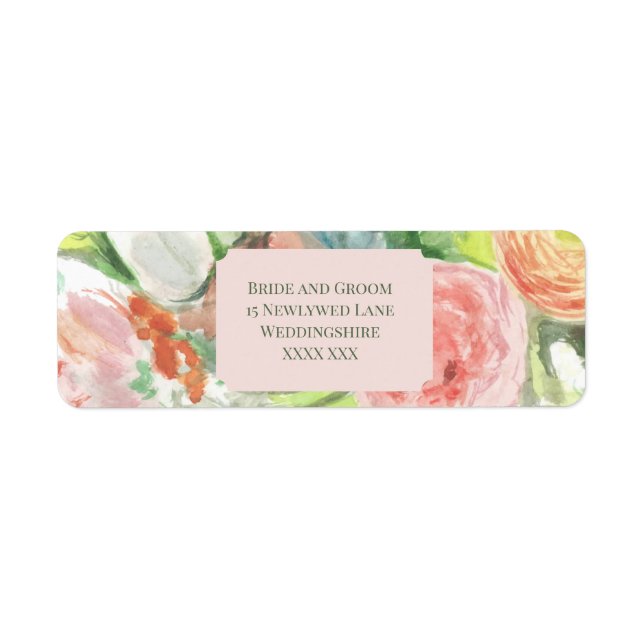 Pastel Watercolour Floral Wine Bottle Label (Front)