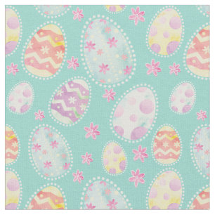 Pastel Watercolour Painted Easter Egg Pattern Fabric