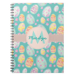 Pastel Watercolour Painted Easter Egg Pattern Spiral Notebook