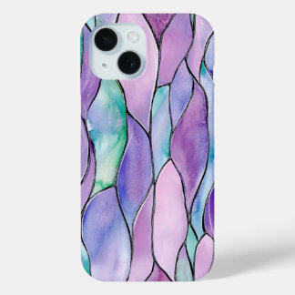 Pastel Wave Abstract Watercolor Stained Glass Art iPhone 15 Case