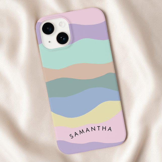 Pastel Wavy Pattern Personalised Curvy Name Case-Mate iPhone Case (Pastel Wavy Pattern Personalized Curvy Name Case-Mate iPhone Case)