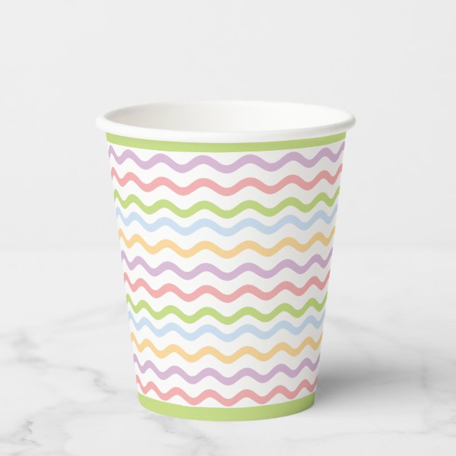 Pastel Wavy Stripes Paper Cups (Front)
