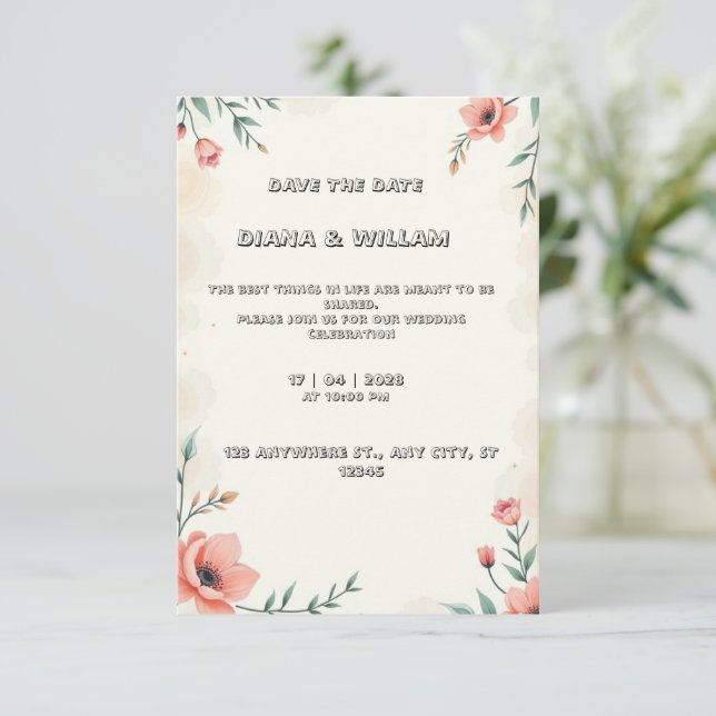 Pastel wedding invitation (Standing Front)