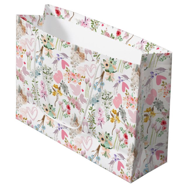 Pastel Wedding ornaments pattern 02 Large Gift Bag (Front Angled)