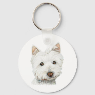 Pastel Westie Dog Key Ring