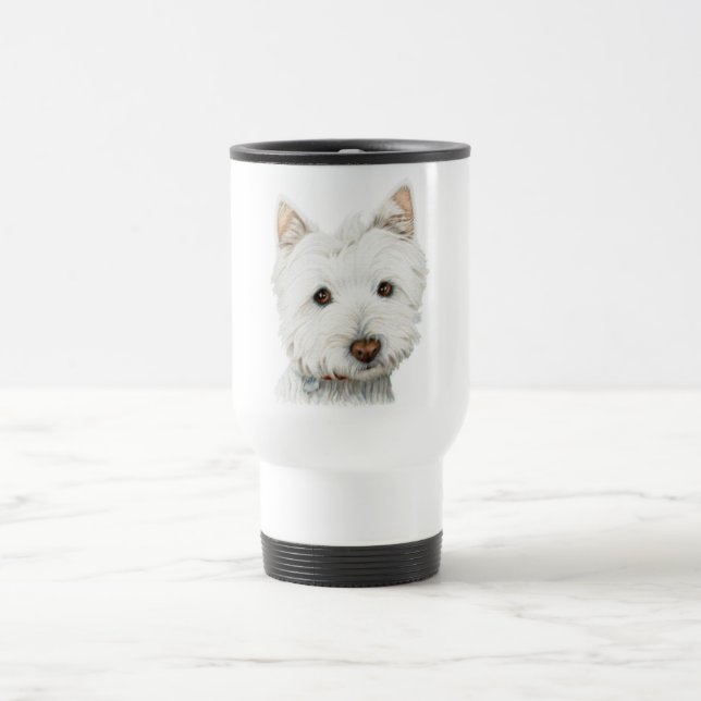 Pastel Westie Dog Travel Mug (Center)