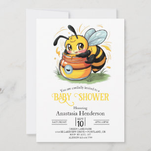Pastel Whimsical Bee Baby Shower Invitation
