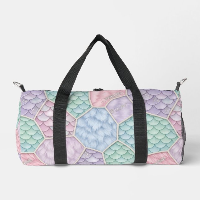 Pastel Whimsical Fairytale Patchwork Monogram Duffle Bag (Front)