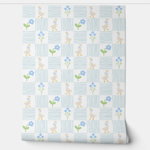 Pastel whimsical goose nursery rhymes nursery room wallpaper