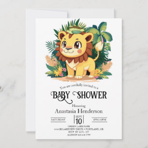 Pastel Whimsical Lion Digital Baby Shower Invitation