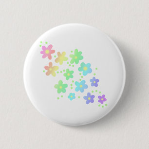 Pastel Whimsical Rainbow Flowers 6 Cm Round Badge