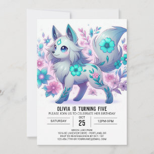 Pastel Whimsical Wolf Digital Birthday Invitation