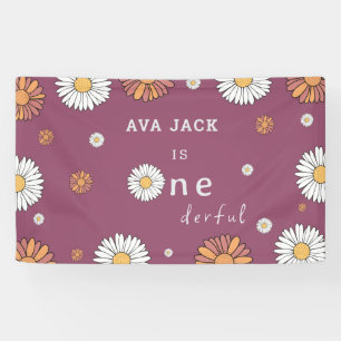 Pastel white and pink orange daisy flowers banner
