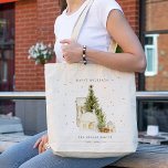 Pastel White Snow Tree Houses Seasons Greetings Tote Bag<br><div class="desc">If you need any further customization please feel free to message me on yellowfebstudio@gmail.com.</div>