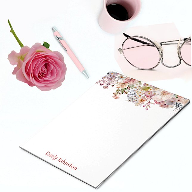 Pastel Wild Flowers Personalised Notepad (Creator Uploaded)