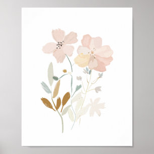 Pastel Wild Flowers Romantic Bouquet Watercolor Poster