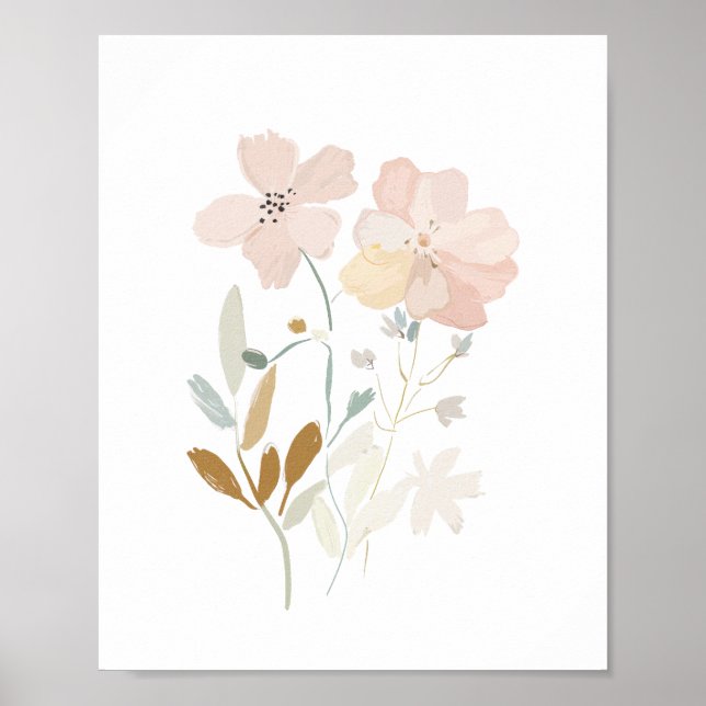 Pastel Wild Flowers Romantic Bouquet Watercolor Poster (Front)