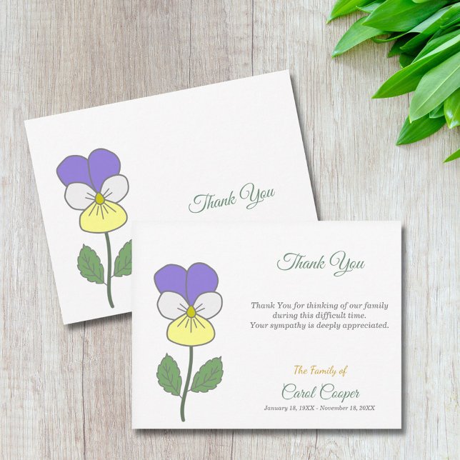 Pastel Wild Pansy Funeral Thank You Note Card (Pastel Wild Pansy Funeral Thank You Note Card)