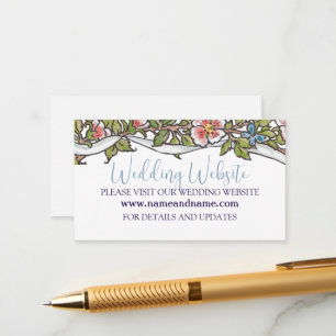 Pastel Wildflower Bird Rose Border Wedding Website Enclosure Card