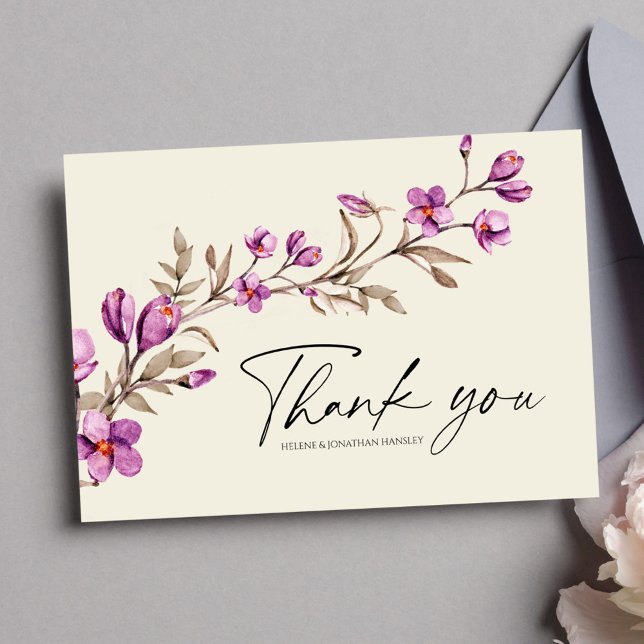 Pastel Wildflower Boho Wedding Thank You Card (Creator Uploaded)