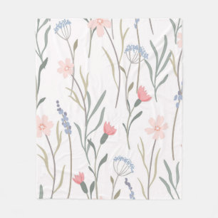Pastel Wildflower Botanical Seamless Pattern Ele Fleece Blanket