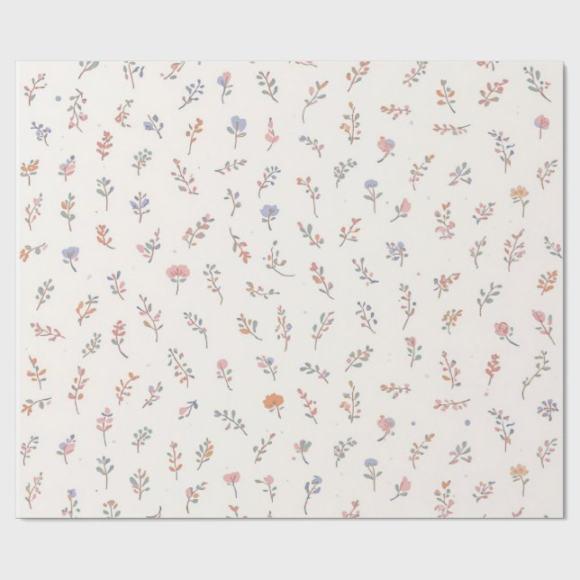 Pastel Wildflower Botanical Wrapping Paper | Cute  (Flat)