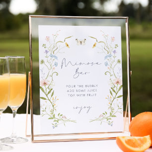 Pastel Wildflower Bridal Shower Mimosa Bar Poster