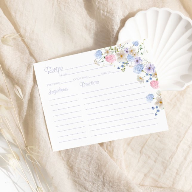 Pastel Wildflower Bridal Shower Recipe Card (Creator Uploaded)