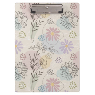 Pastel Wildflower Collage – Chic Floral Geometric Clipboard
