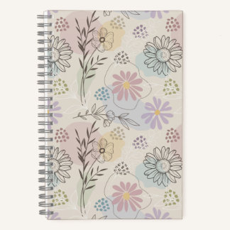 Pastel Wildflower Collage – Chic Floral Geometric Notebook