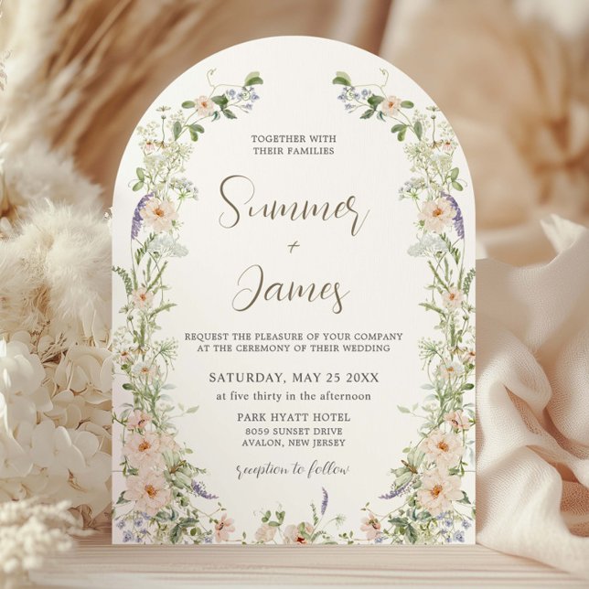 Pastel Wildflower Delicate Floral Wedding Arch Invitation (Creator Uploaded)