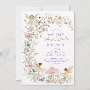 Pastel Wildflower Fairy First Birthday Invitation