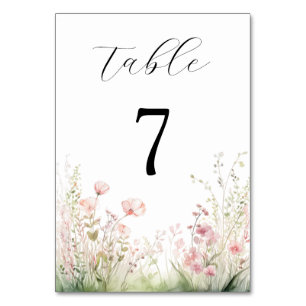 Pastel Wildflower Field Wedding Table Number