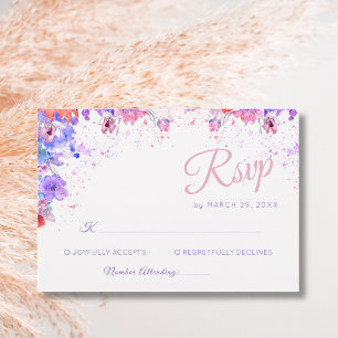 Pastel Wildflower Floral Romantic Bloom Wedding RSVP Card
