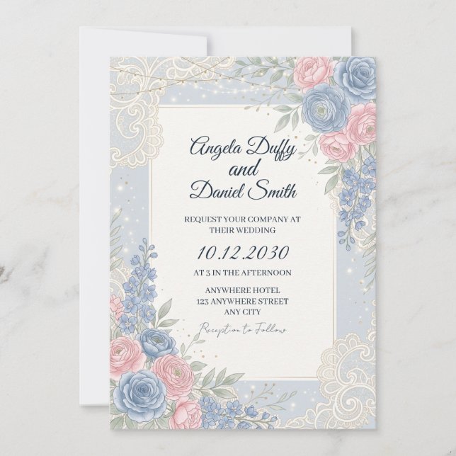 Pastel Wildflower Floral Wedding Invitation (Front)