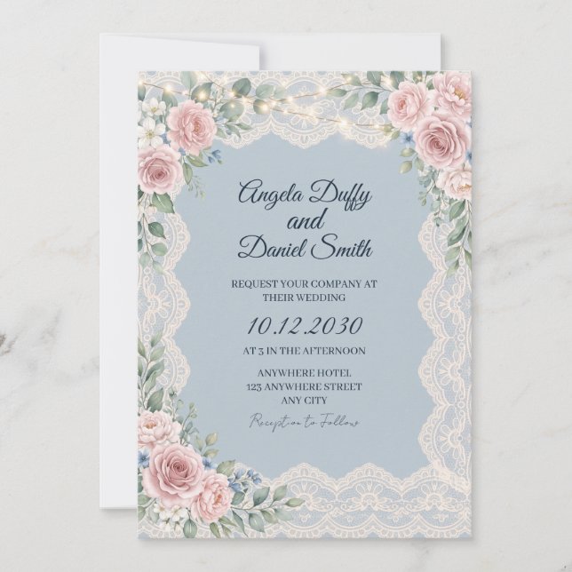 Pastel Wildflower Floral Wedding Invitation (Front)
