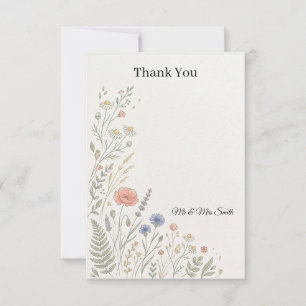 Pastel Wildflower Floral Wedding Thank You Card