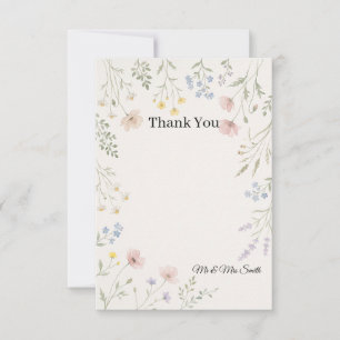 Pastel Wildflower Floral Wedding Thank You Card