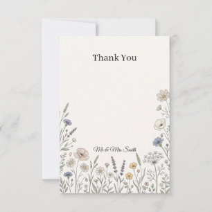 Pastel Wildflower Floral Wedding Thank You Card