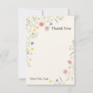 Pastel Wildflower Floral Wedding Thank You Card