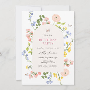 Pastel Wildflower Garden Birthday Invitation