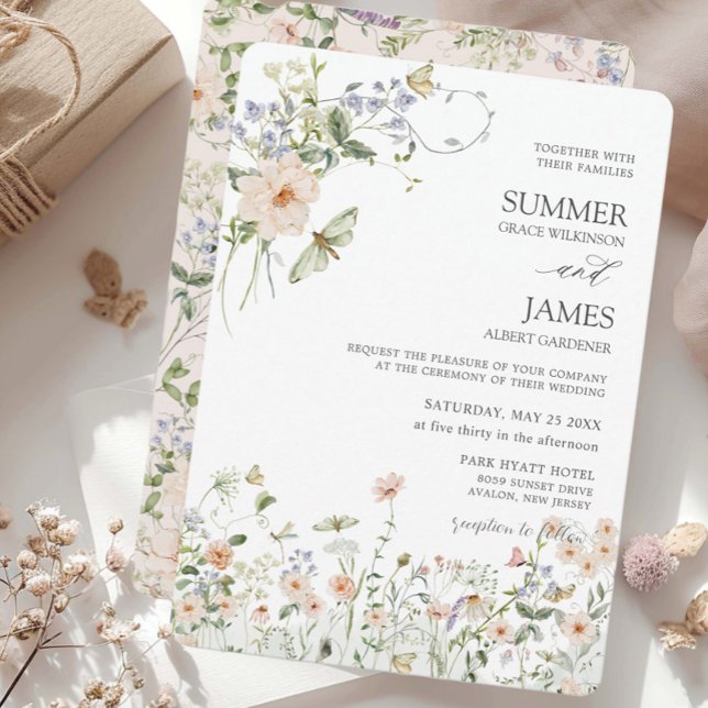 Pastel Wildflower Garden Delicate Floral Wedding  Invitation (Creator Uploaded)