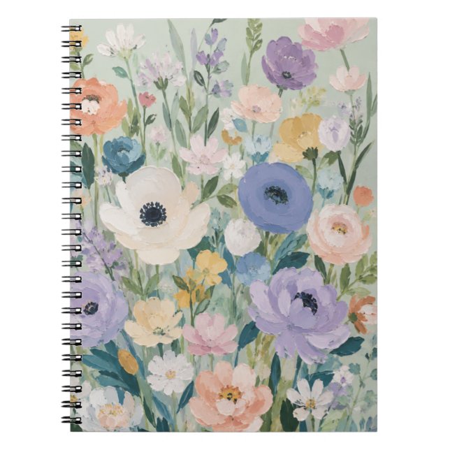 Pastel Wildflower Garden Floral Classic Notebook  (Front)