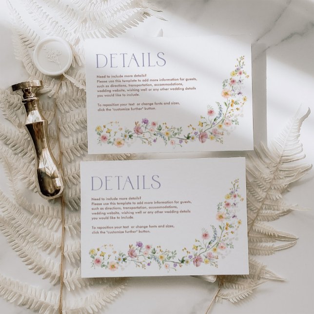 Pastel Wildflower Garden Floral Wedding Details Enclosure Card (Creator Uploaded)