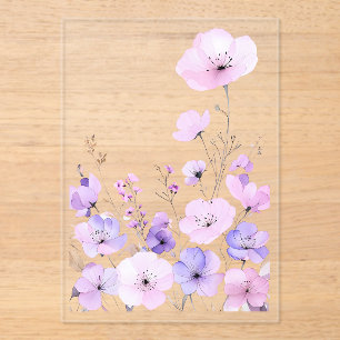 Pastel Wildflower Garden Soft Floral Bloom Acrylic Invitations